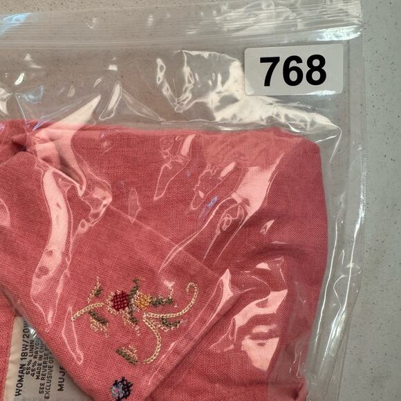 Linen Button Down Women's 18/20W Embellished Cottagecore Grannycore Summer Beach - Picture 10 of 10